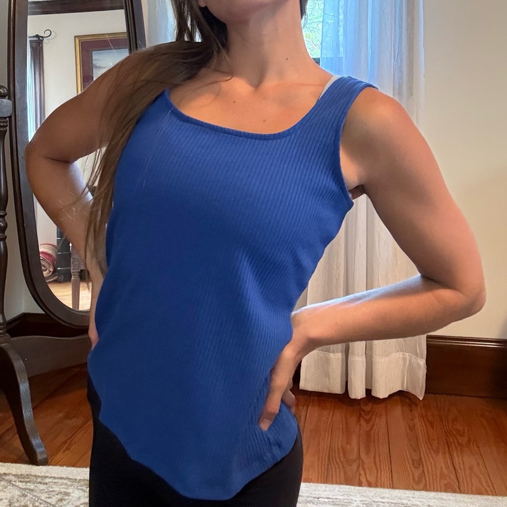Blue Ribbed Tank Top - Picture 6 of 6